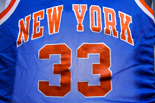 New York, United States – January 26, 2022: New York basketball shirt close-up, back