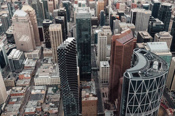 istock Aerial view over downtown Calgary 1443173422