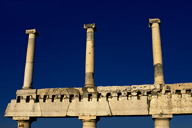 Three columns - peristyle stock photo