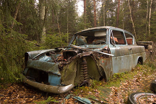 istock Old car and wood 144317781
