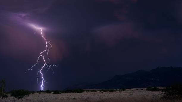 Free Stock Photo of Lightning Bolt Strikes Sky Over Mountain | Download ...