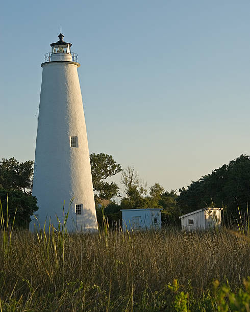Ocracoke Lighthouse Ocracoke Lighthouse on Ocracoke Island in North Carolina ocracoke island stock pictures, royalty-free photos & images