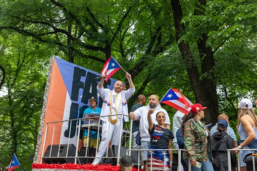 – June 13, 2022: A number of people celebrating the Puerto Rican Day Parade, NYC