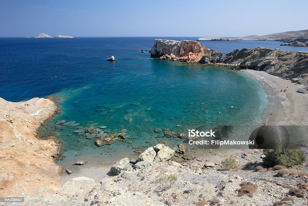 Vardia Beach, Folegandros The pristine Vardia Beach in Folegandros, in the Cyclades Islands of Greece Aegean Sea Stock Photo