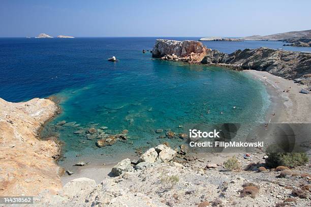 Vardia Beach Folegandros Stock Photo - Download Image Now - Aegean Sea, Barren, Bay of Water