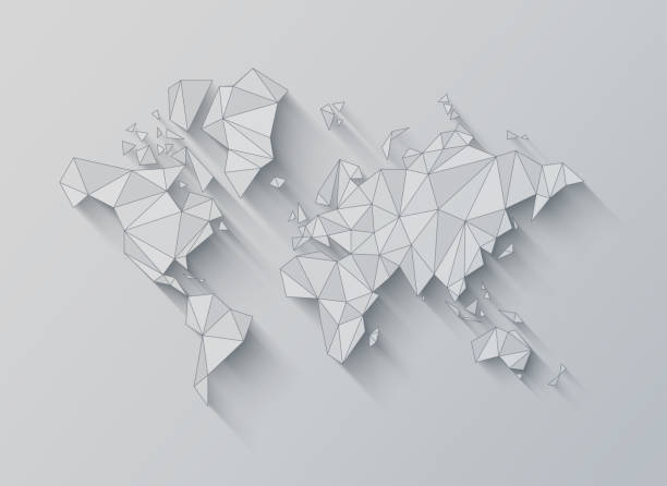 istock World map shape made of polygons. 3D illustration on a white background 1443185939