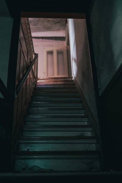 istock Vertical shot of stairs inside an abandoned old building 1443188385