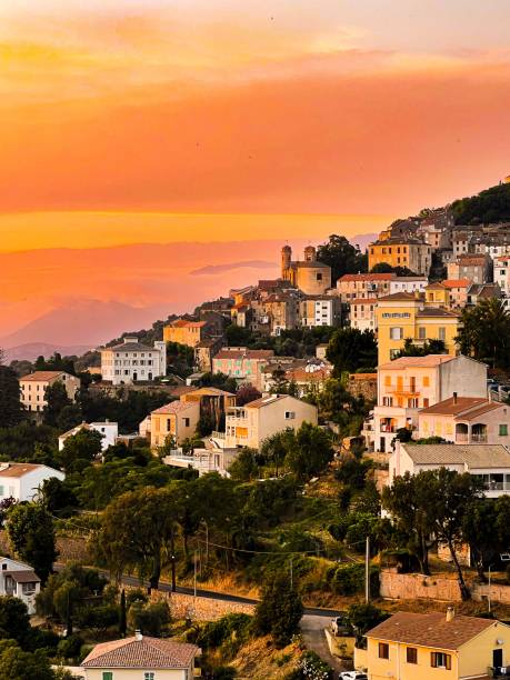 istock Sunset village in Corsica 1443188692