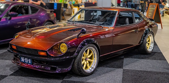 – July 10, 2022: The Datsun 280Z with a pearlescent paint job during DAY1 World of Cars