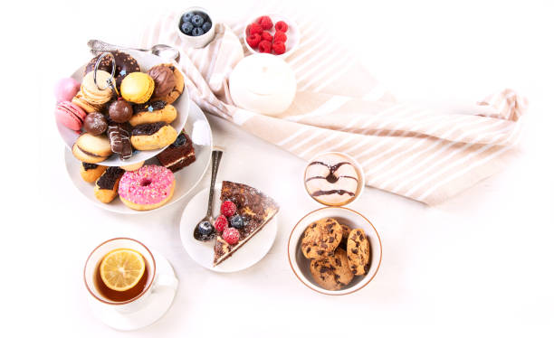 istock Afternoon tea stand with sweet treats. 1443190442
