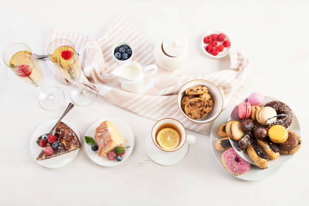 istock Afternoon tea stand with sweet treats. 1443190459