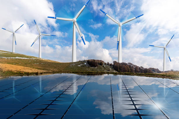 istock Wind Turbines and Solar Panels - Renewable Energy Concept 1443193041