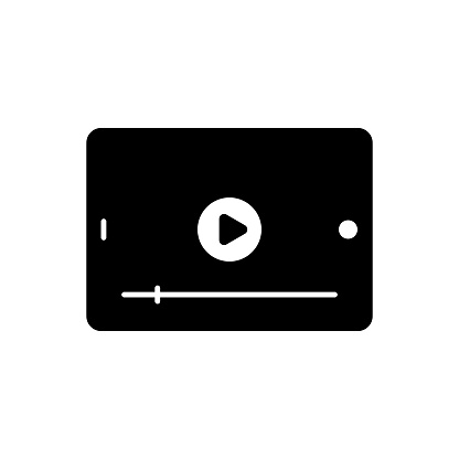 Video Marketing Solid Flat Icon. The Icon is suitable for web pages, mobile apps, UI, UX, and GUI design.