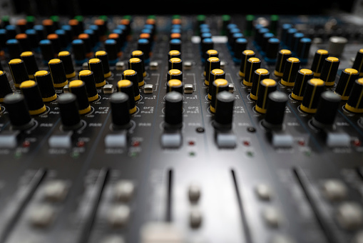 Close up photo of audio recording equipment