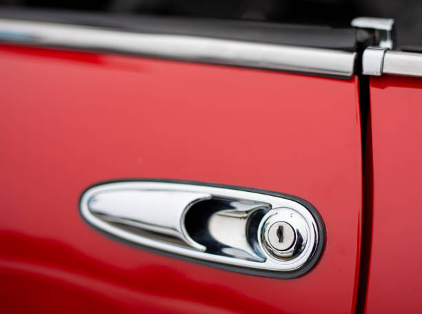 istock Classic retro style car door handle and keyhole 1443196764