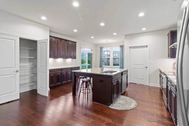 istock Beautiful interior of a kitchen in brown colors 1443196915