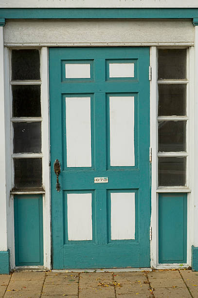 Green and White door stock photo