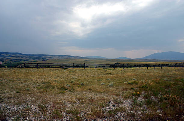 Wyoming fence line stock photo