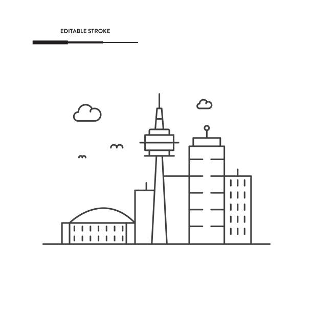 toronto city linear skyline icon vektordesign. - canada turm stock-grafiken, -clipart, -cartoons und -symbole