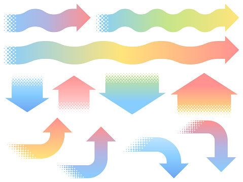 Gradual Color Arrow Design Set Of Various Shape Arrows In Colorful Gradient Colors Stock ...