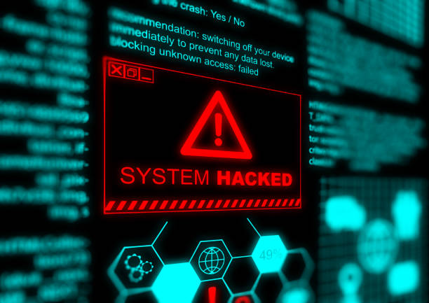 istock Warning of a system hacked in red. Computer popup box screen warning. Cyber, virus, malware attack concept. 1443200494