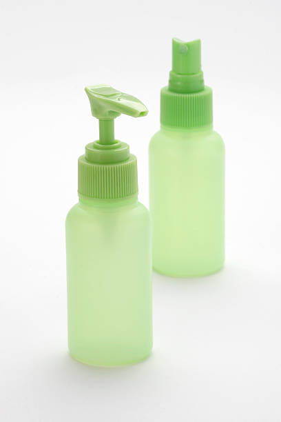 Green plastic bottle stock photo