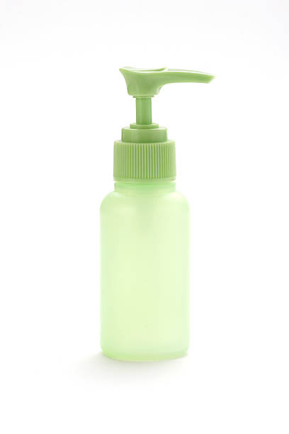 Green plastic bottle stock photo