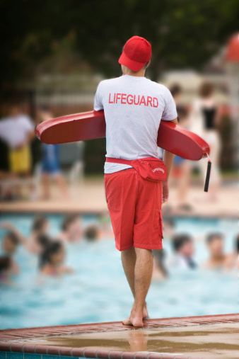 Lifeguard on duty in swimming pool