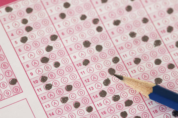 Answer sheets with Pencil drawing fill to select choice ,Education concept