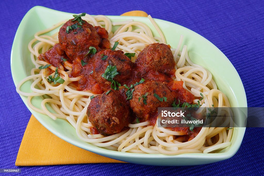 Bolas de carne de peru com Esparguete - Royalty-free Azul Foto de stock