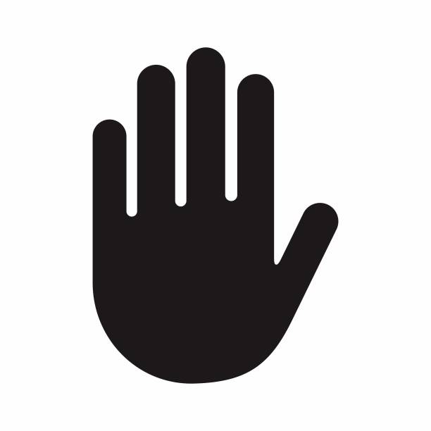 ilustraciones, imágenes clip art, dibujos animados e iconos de stock de icono de estilo stop hand flat - manos
