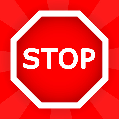 Stop sign icon on red background