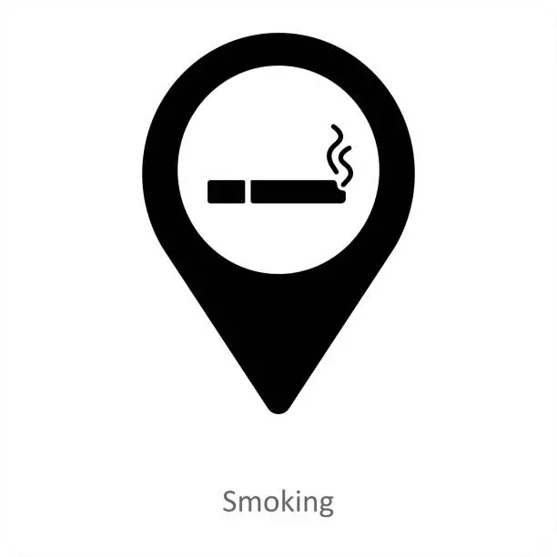 Vector illustration of Smoking and location icon concept