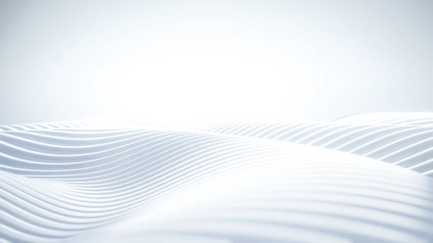白い縞模様の波の背景を3dレンダリング - 近未来　空間 ストックフォトと画像
