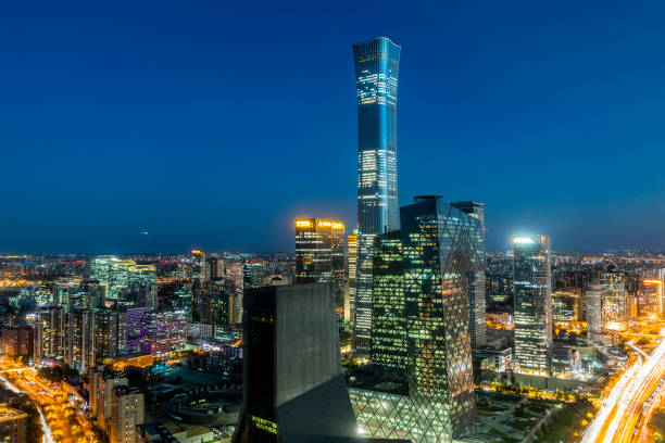 istock Night view of Beijing central Business District 1443212022