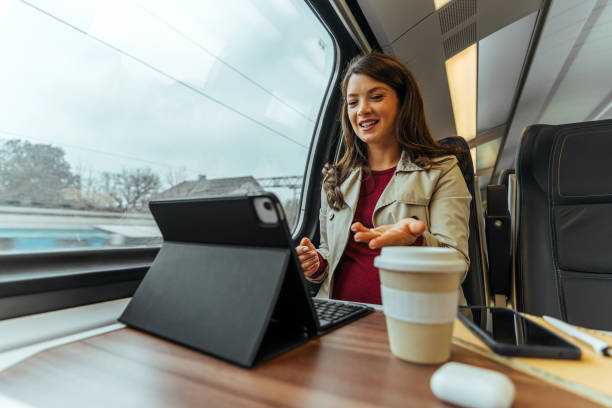istock Single business woman commuting, on the move. 1443216805