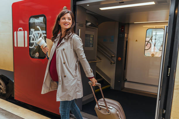 istock Businesswoman at train station 1443217164