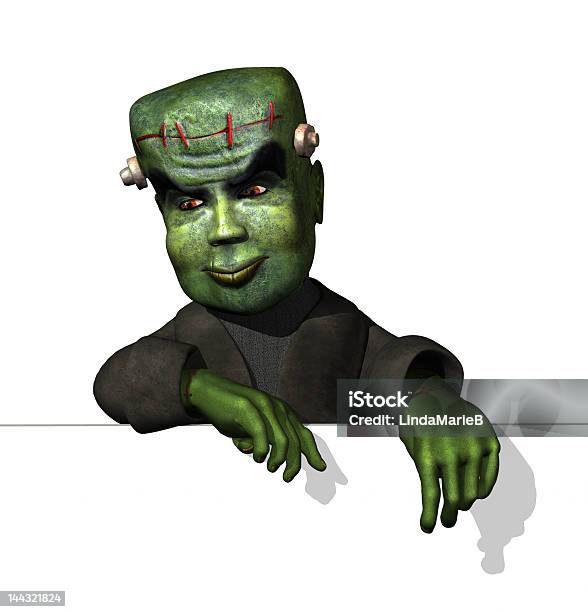 Cartoon Frankenstein On Edge Stock Photo - Download Image Now - Frankenstein, At The Edge Of, Border - Frame