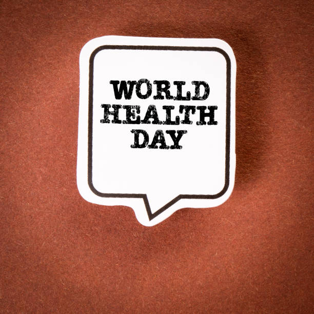 istock World Health Day. Speech bubble with text on brown background 1443219271