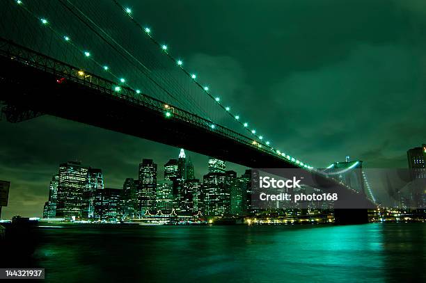 Bridge In New York City At Night Stock Photo - Download Image Now - Architecture, Bridge - Built Structure, Brooklyn - New York