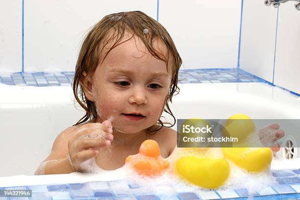 Baby In The Bath Stock Photo - Download Image Now - Baby - Human Age, Bathroom, Blue