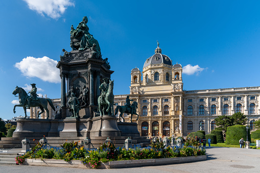Vienna, Austria - 22 September, 2022: the Maria Theresa Monument and natural history museum in downtown Vienna