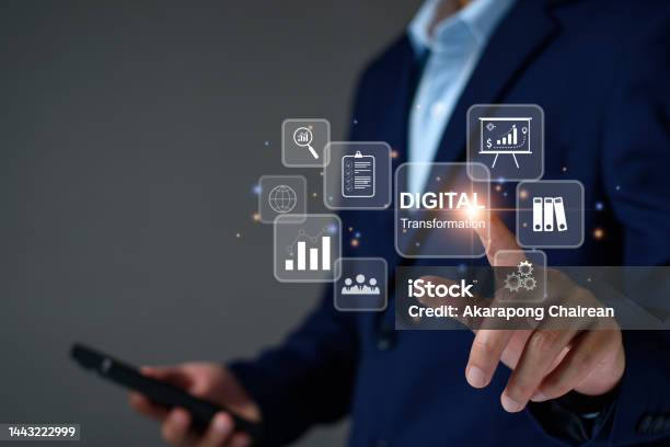Digital Transformation Technology Strategy Digitization And Digitalization Of Business Processes And Data Optimize And Automate Operations Business Service Management Internet And Cloud Computing Stock Photo - Download Image Now