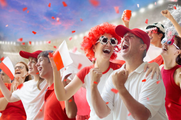 istock Poland football team supporter on stadium. 1443223101