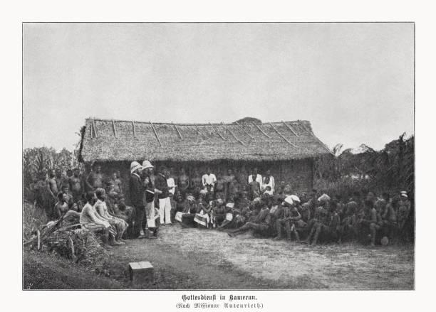 istock A worship service in Cameroon, halftone print, published in 1899 1443223418