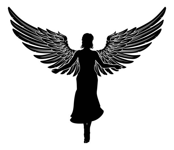 istock Angel Woman With Wings Silhouette 1443223606