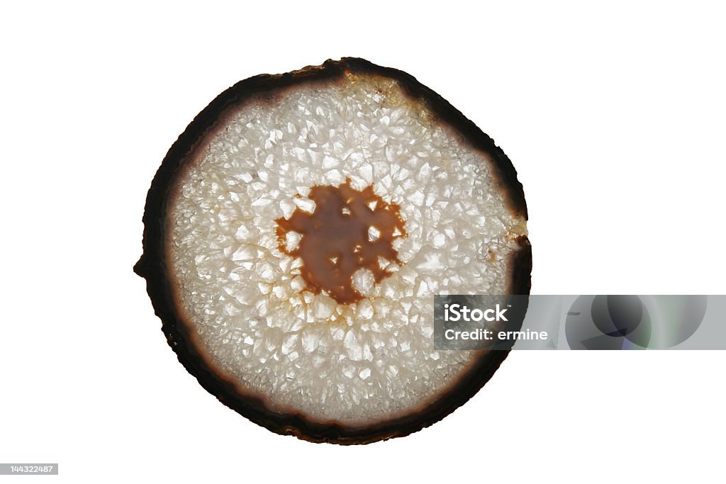 Crystal geode Cross-section of a quartz crystal geode, backlit and isolated with clipping path Circle Stock Photo