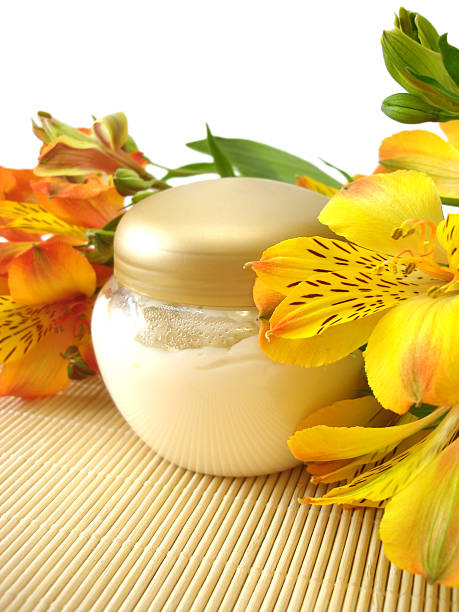 istock cosmetic moisturizing cream with flowers 144322525