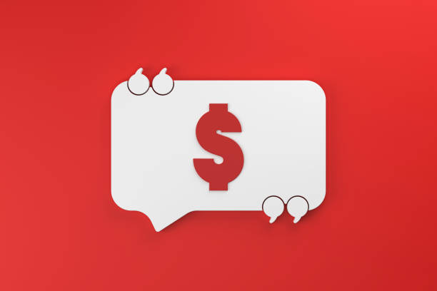 istock Dollar Sign written white speech bubble on red background 1443226545