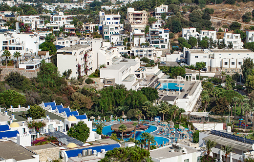 Bodrum, Turkey  october 20, 2022: resort areas of Bodrum, Salmakis Resort and Spa Hotel, Azka Hotel